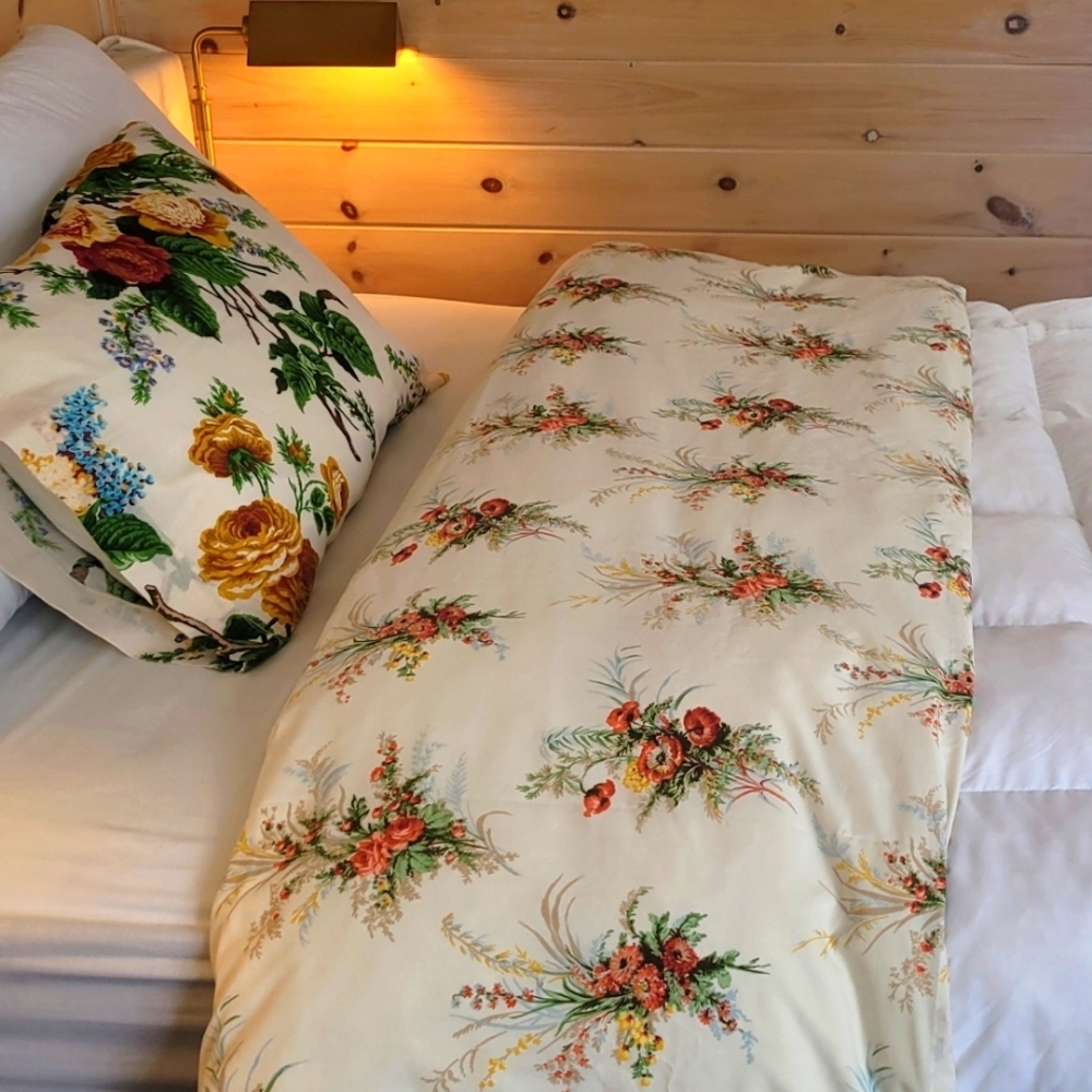 VINTAGE Single/Twin Sz Top Sheet  By Sears Roebuck & Co. W/1 Case - Picture 7 of 16